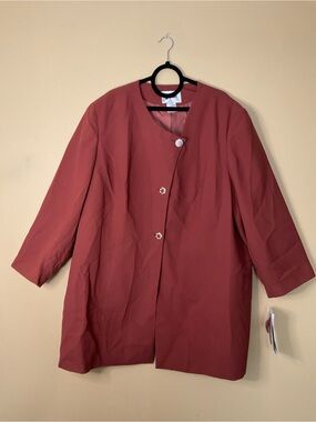 ML Studio Plus Size Women's Rust-Red Lightweight Blazer and Skirt Suit